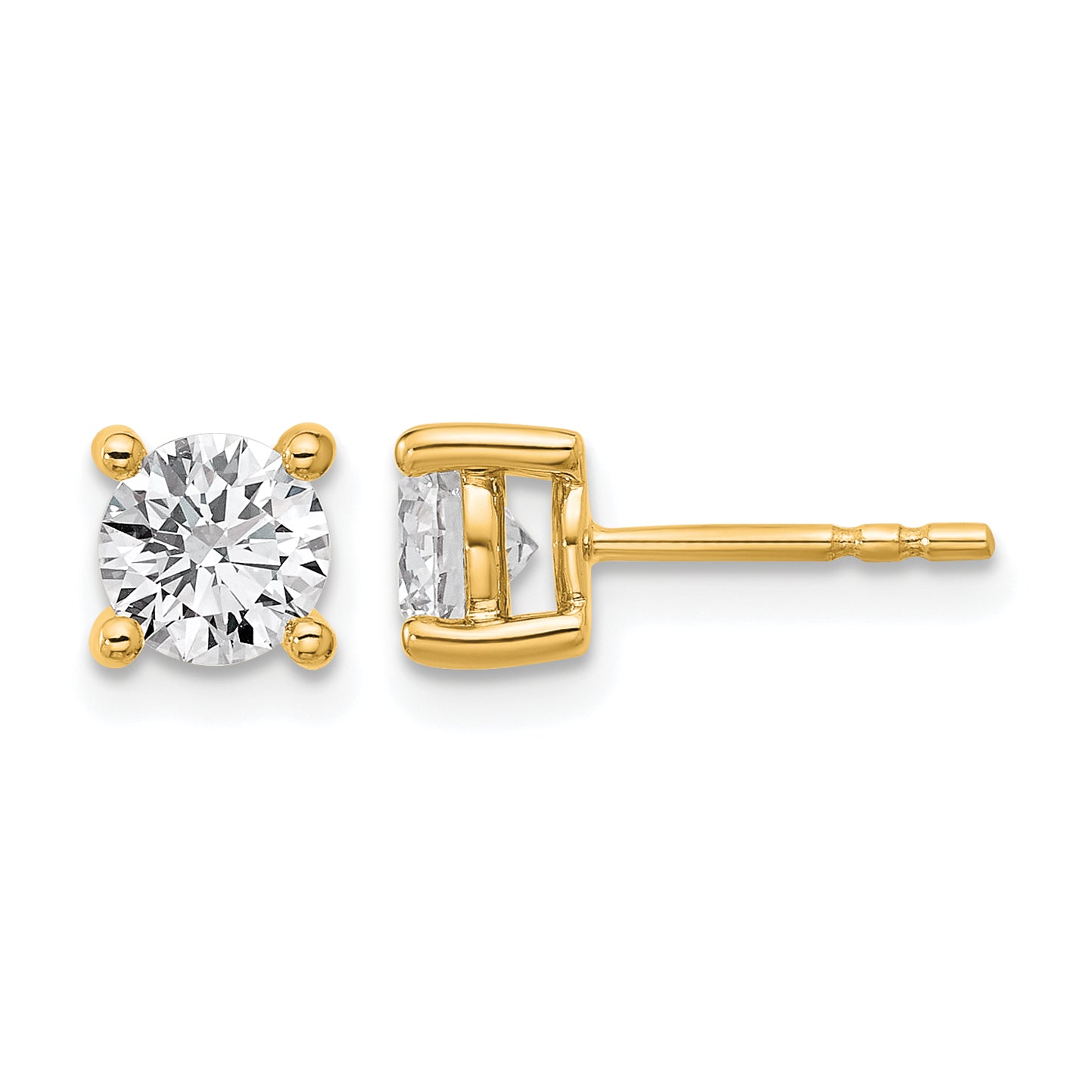 14K Yellow Gold 1 1/4 ct Lab-Created Diamond VS+ F+, 4-Prong Stud Earrings