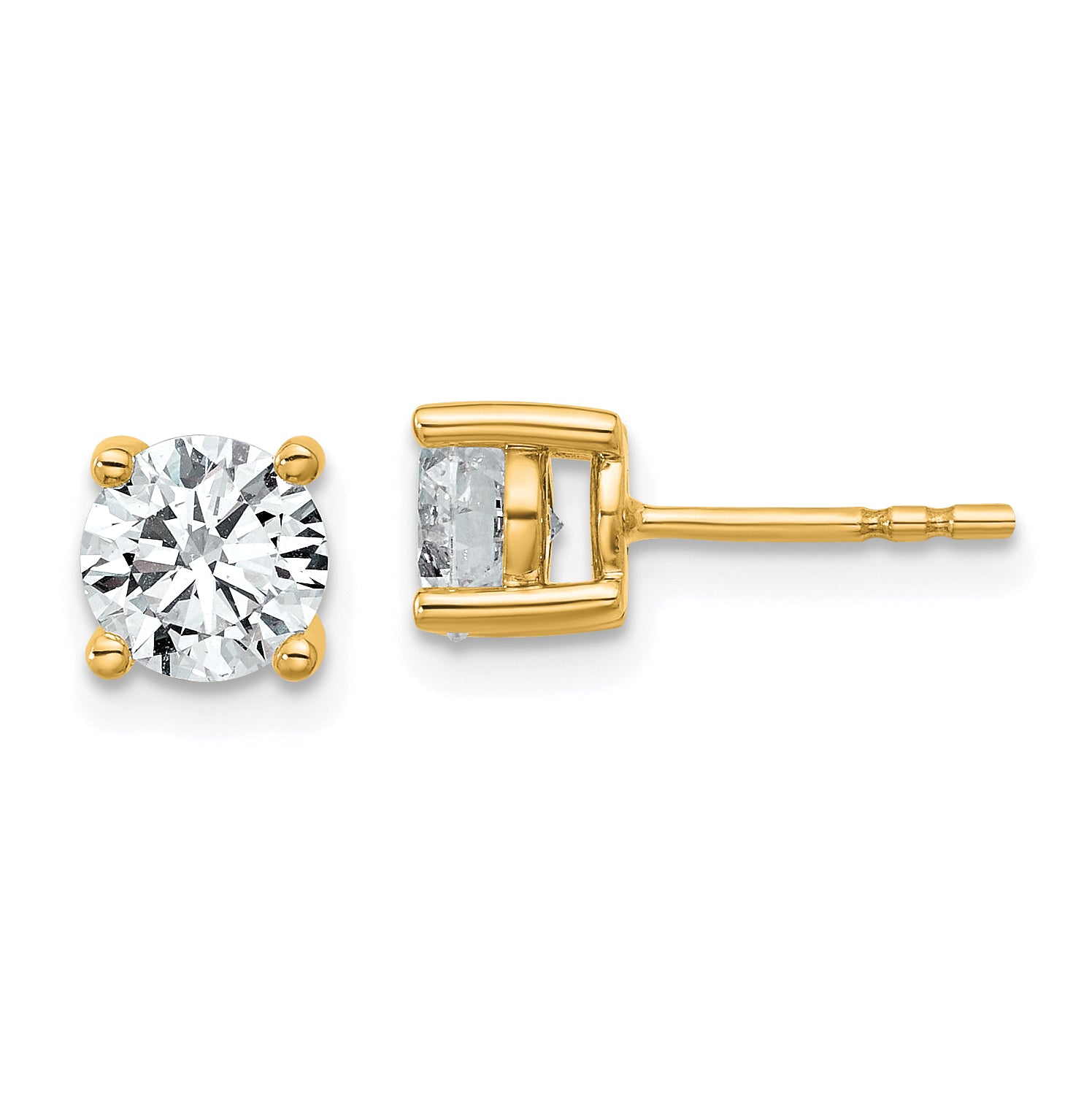 18K Yellow Gold 1/2 ct Certified Lab-Created Diamond VS+ F+, 4-Prong Stud Earrings