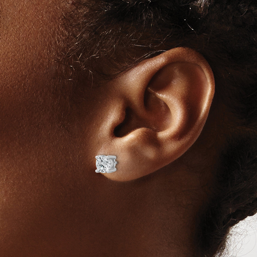 14K White Gold 1 1/2 ct Certified Lab-Created Diamond VS/SI+ G+, 4-Prong Stud Earrings