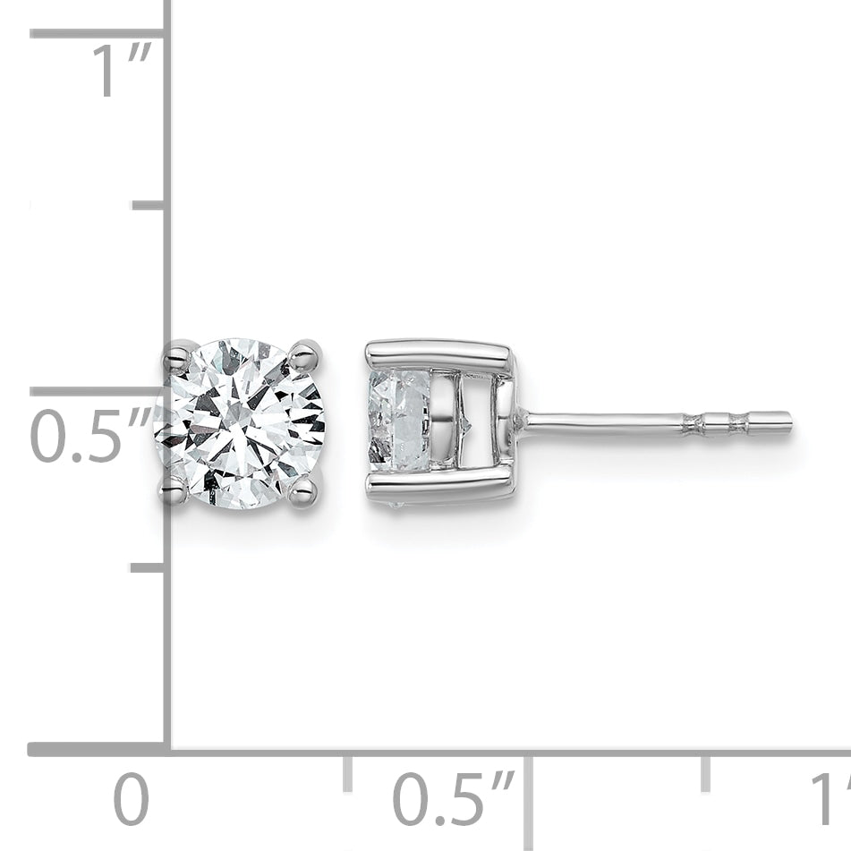 14K White Gold 1 1/2 ct Certified Lab-Created Diamond VS+ F+, 4-Prong Stud Earrings