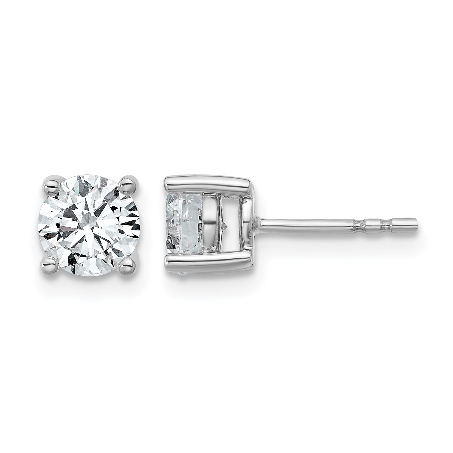 14K White Gold 1 3/4 ct Lab-Created Diamond VS+ F+, 4-Prong Stud Earrings