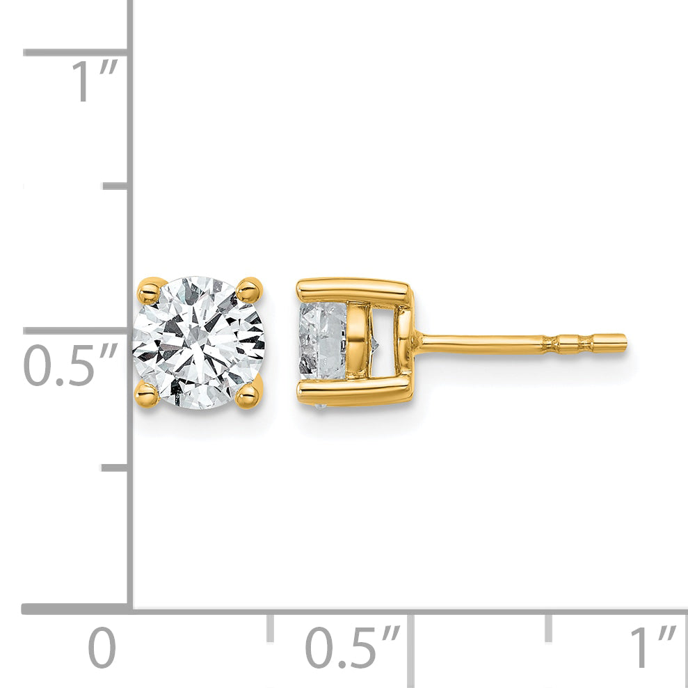 14K Yellow Gold 1 1/2 ct Certified Lab-Created Diamond VS/SI+ G+, 4-Prong Stud Earrings