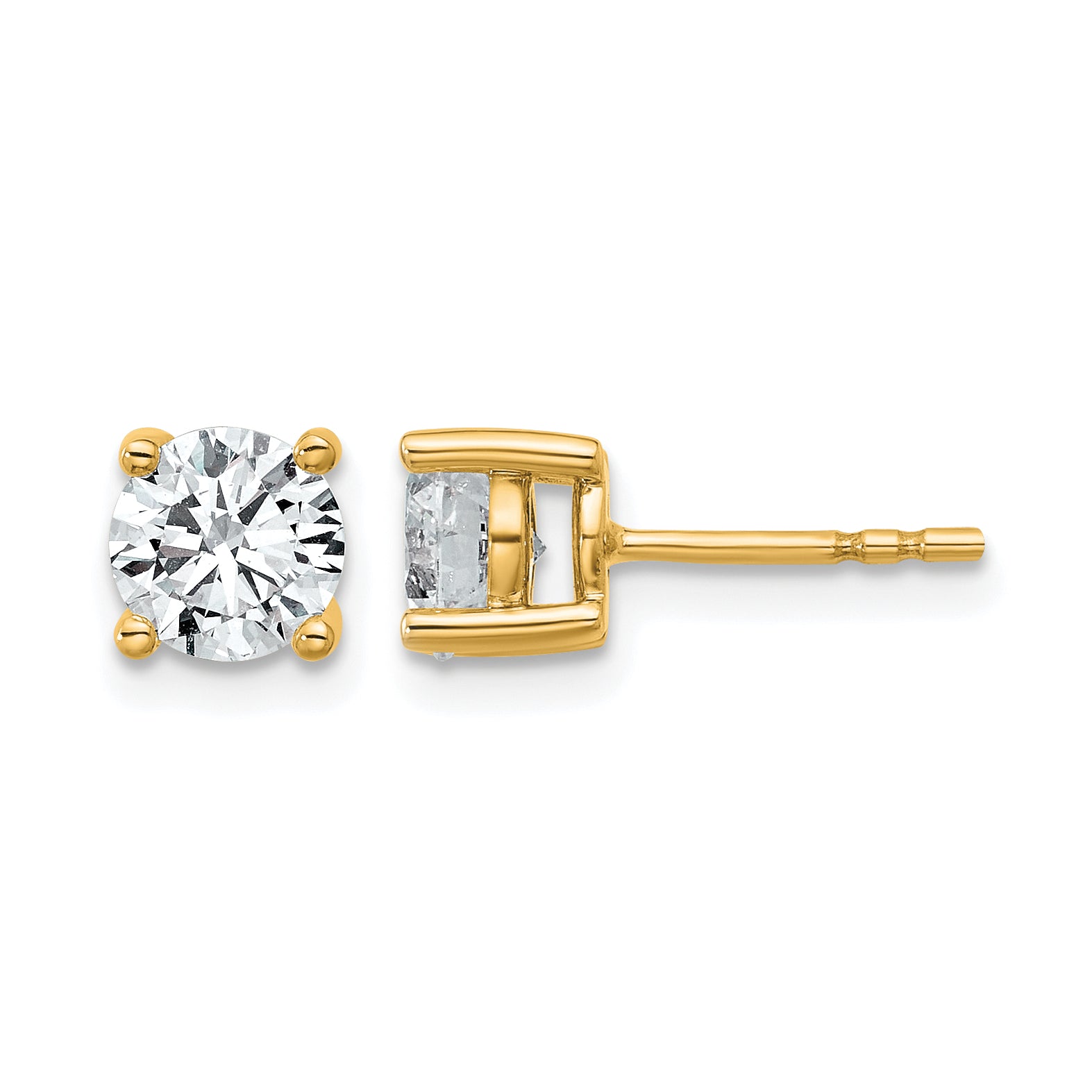 14K Yellow Gold 1 1/2 ct Certified Lab-Created Diamond VS+ F+, 4-Prong Stud Earrings