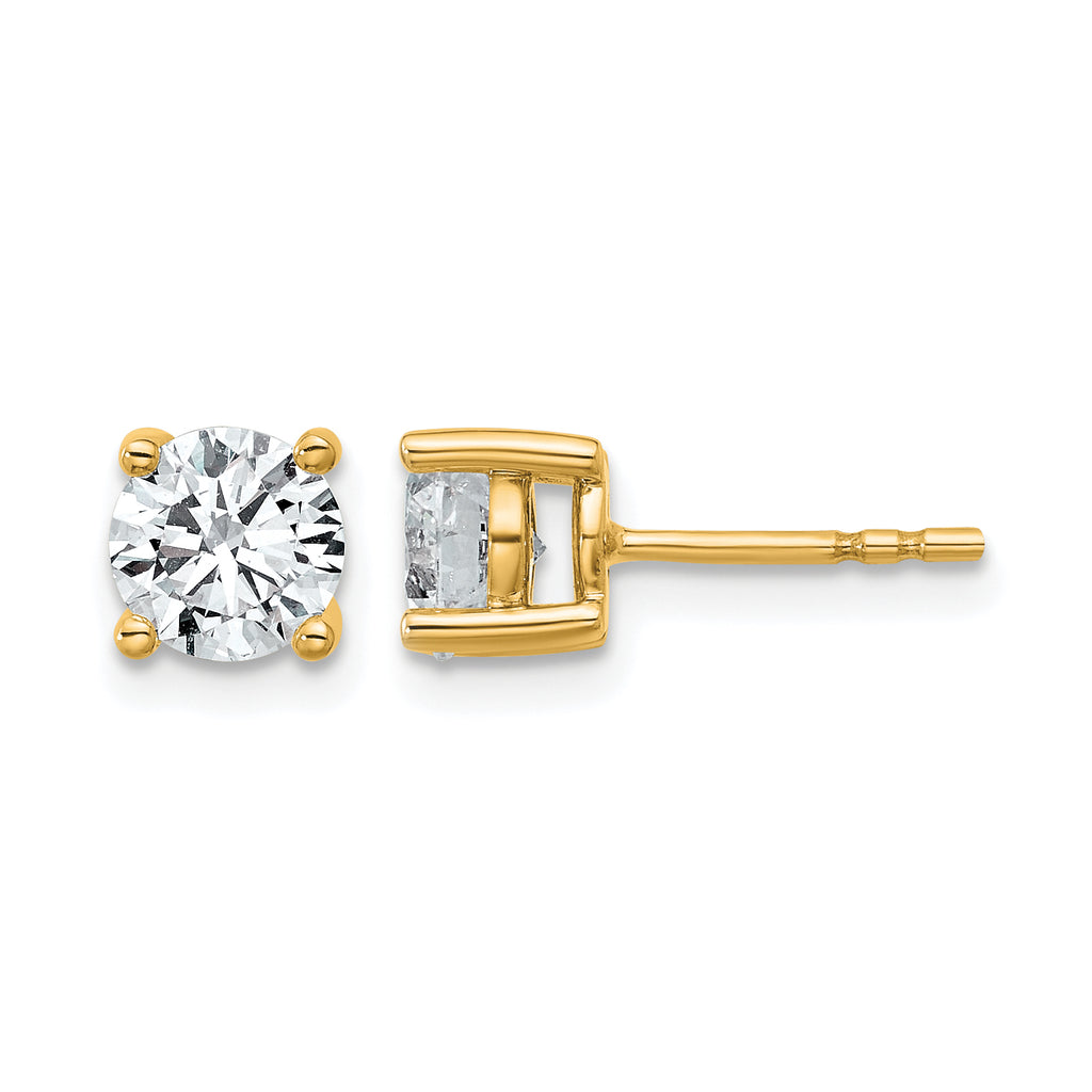 14K Yellow Gold 1 1/2 ct Certified Lab-Created Diamond VS+ F+, 4-Prong Stud Earrings