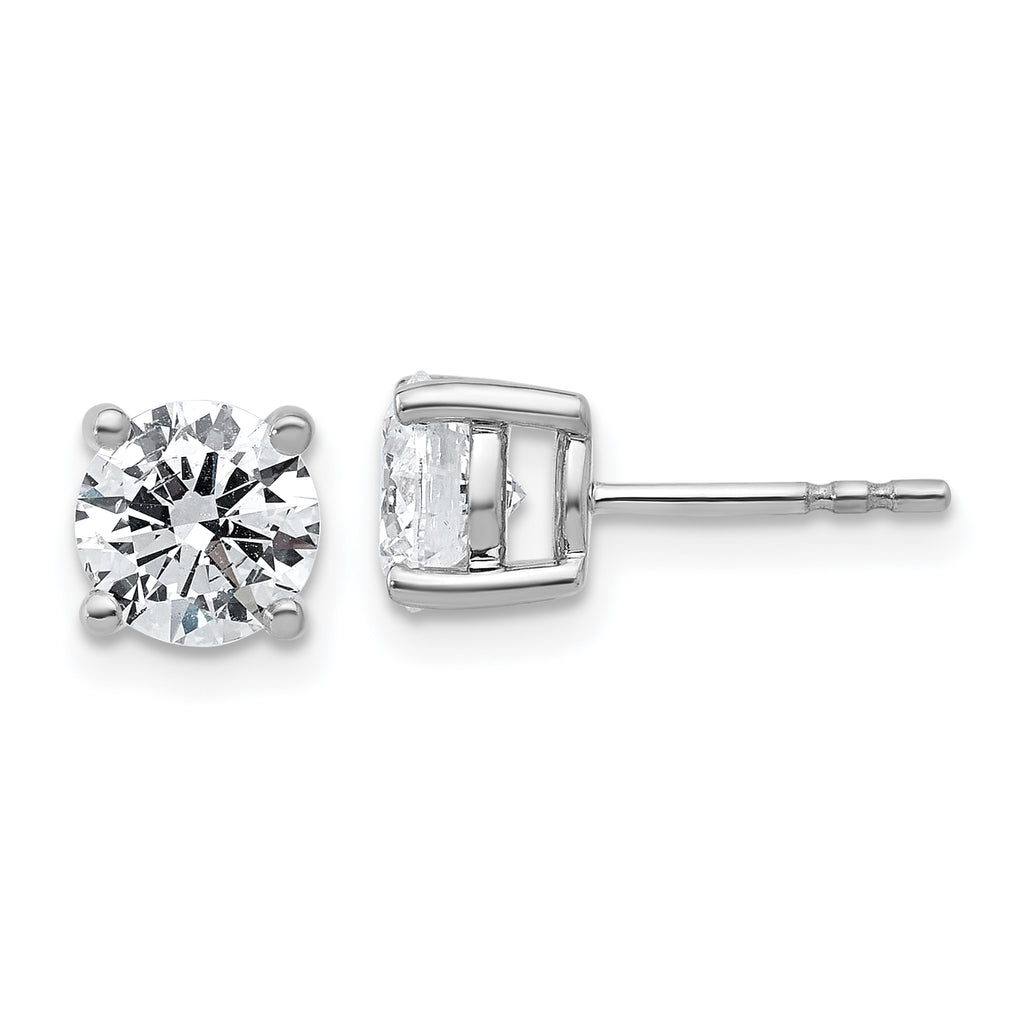18K White Gold 2 ct Lab-Created Diamond VS+ F+, 4-Prong Stud Earrings