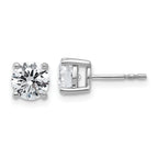 18K White Gold 2 ct Lab-Created Diamond VS+ F+, 4-Prong Stud Earrings