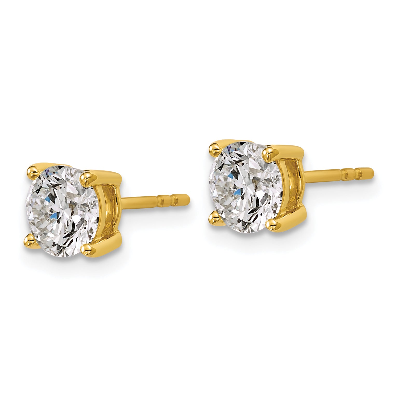 18K Yellow Gold 2 ct Lab-Created Diamond VS+ F+, 4-Prong Stud Earrings