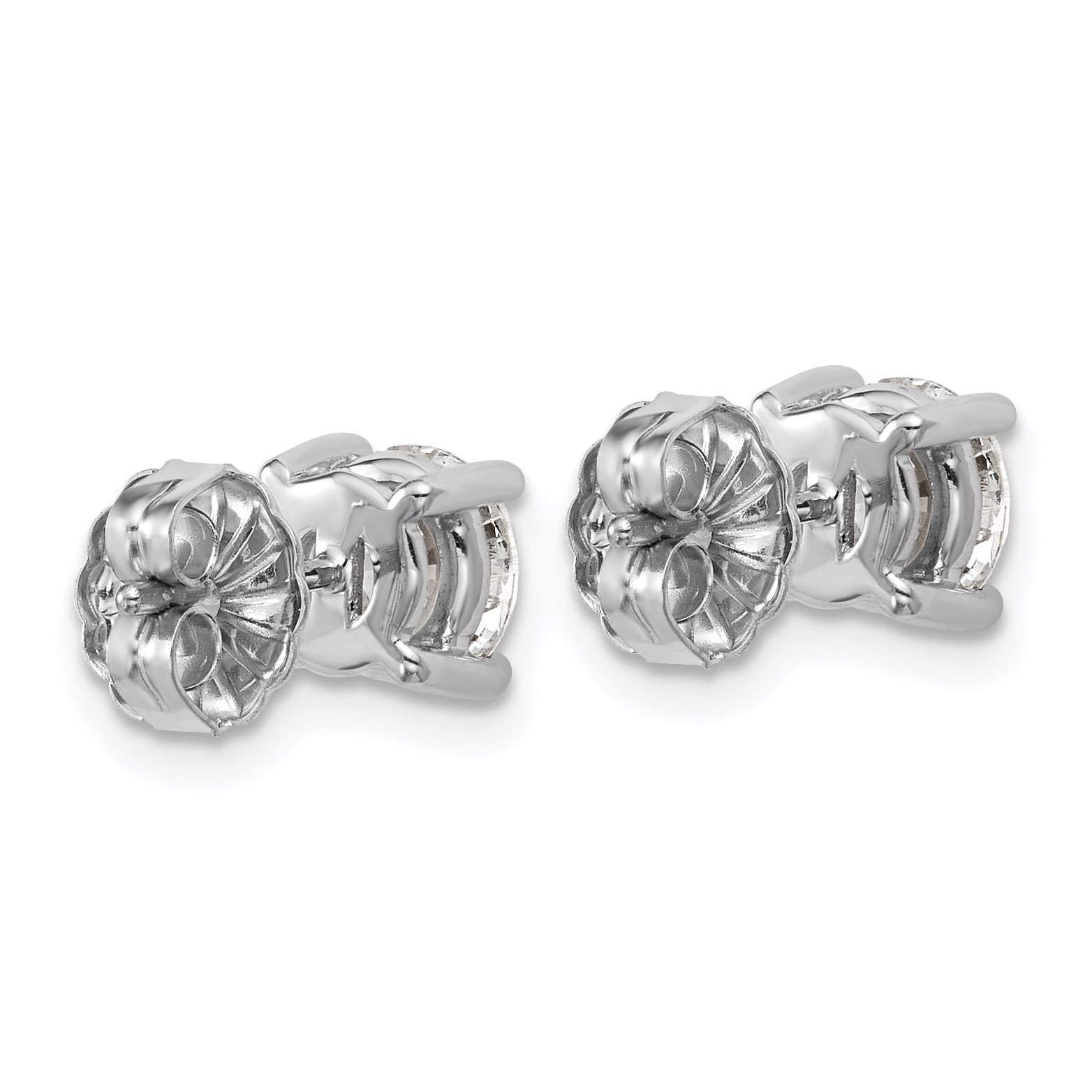 Sterling Silver Rhodium-Plated 2 ct Lab-Created Diamond VS+ F+, 4-Prong Stud Earrings