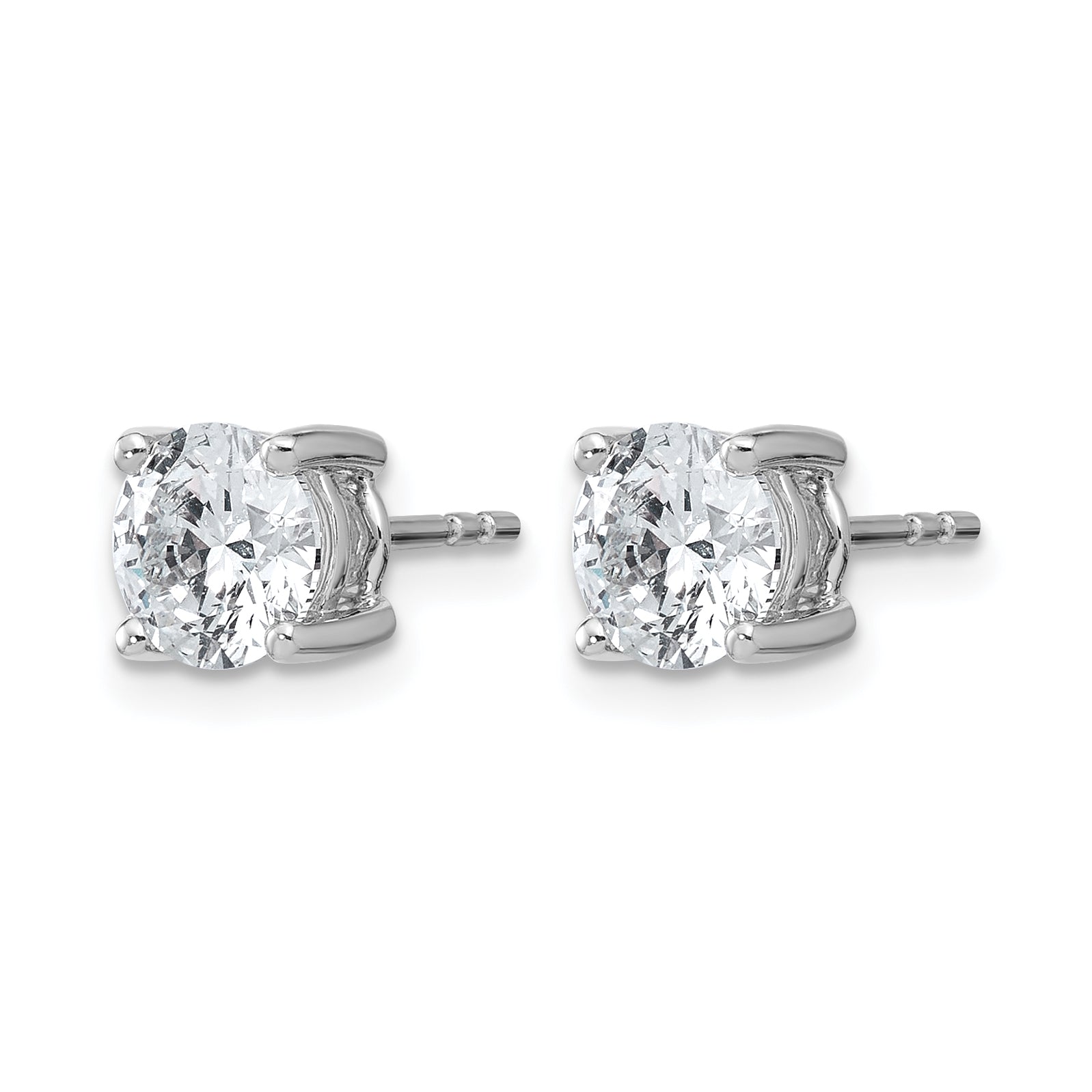 14k White Gold 2 carat Lab Grown Diamond VS/SI+ G+ Round Complete Four Prong Heavyweight Stud Earrings Secondary image