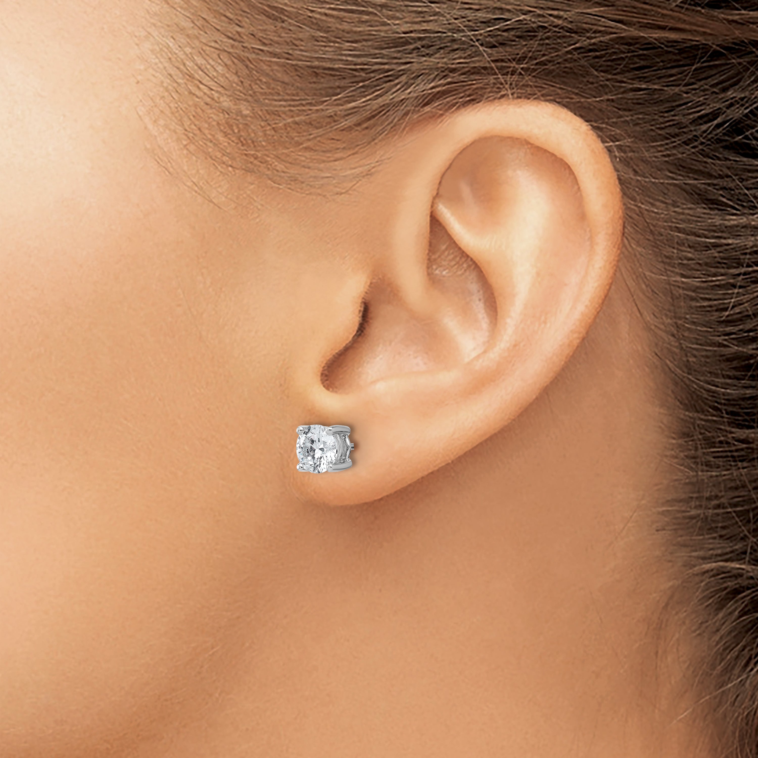 14K White Gold 2 ct Certified Lab-Created Diamond VS+ F+, 4-Prong Stud Earrings