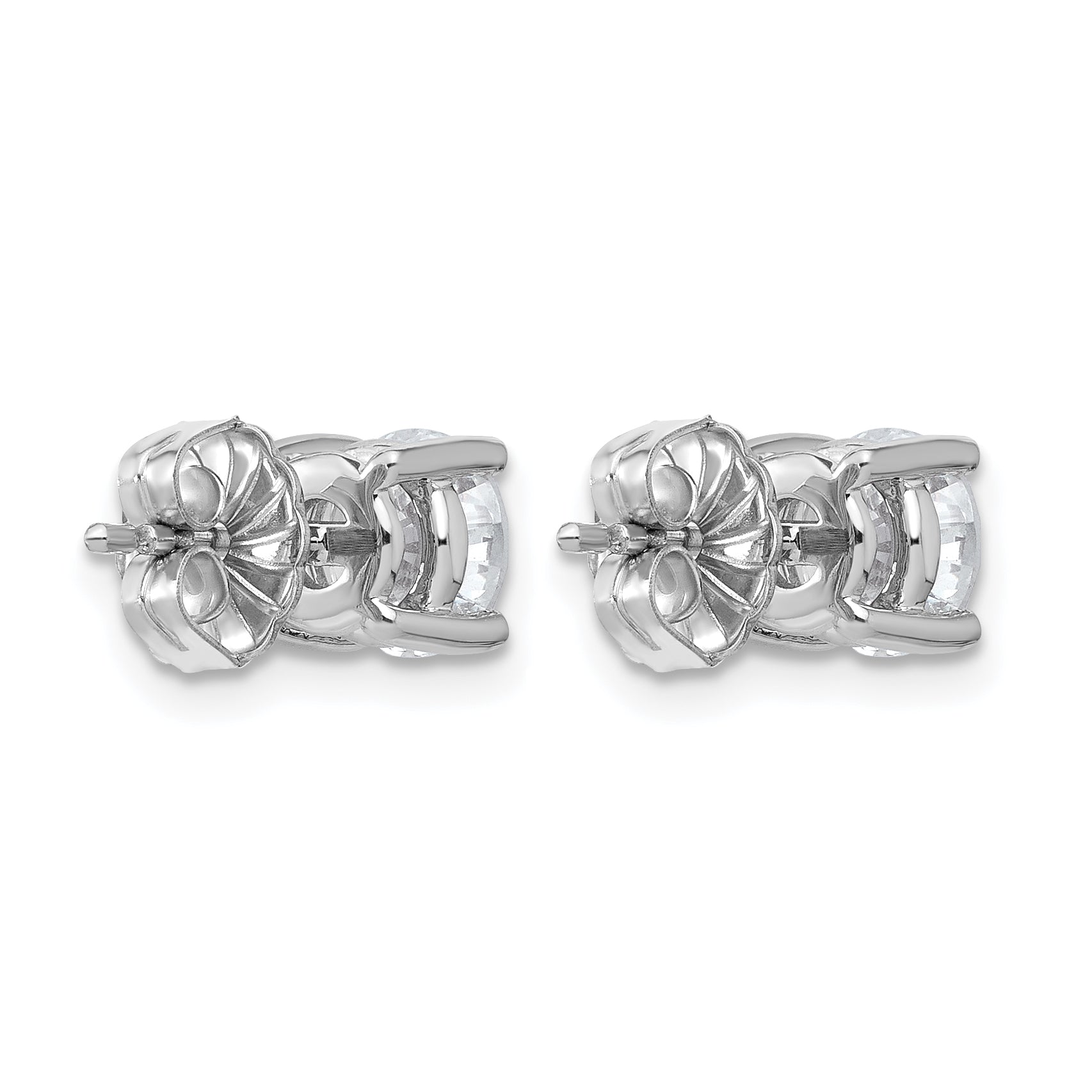 14k White Gold 2 carat Lab Grown Diamond VS/SI+ G+ Round Complete Four Prong Heavyweight Stud Earrings