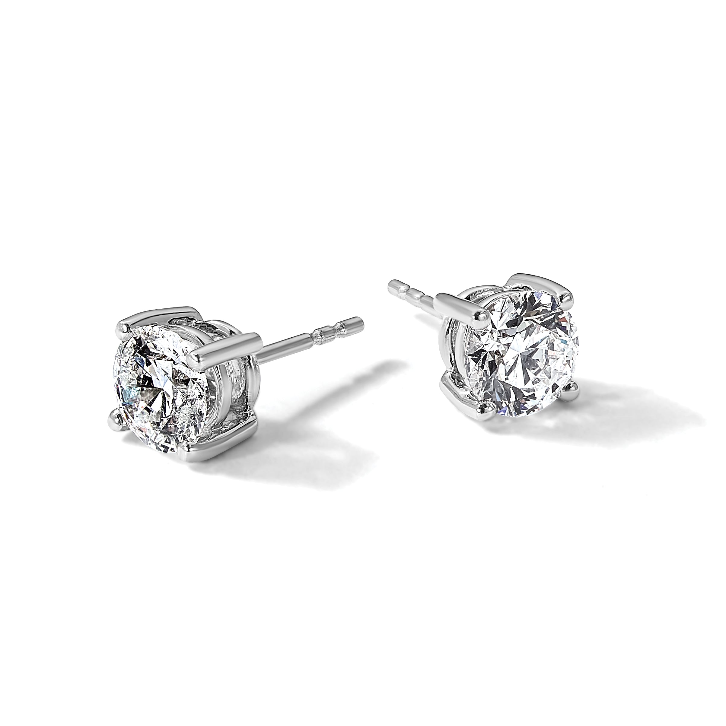 14K White Gold 2 ct Certified Lab-Created Diamond VS/SI+ G+, 4-Prong Stud Earrings