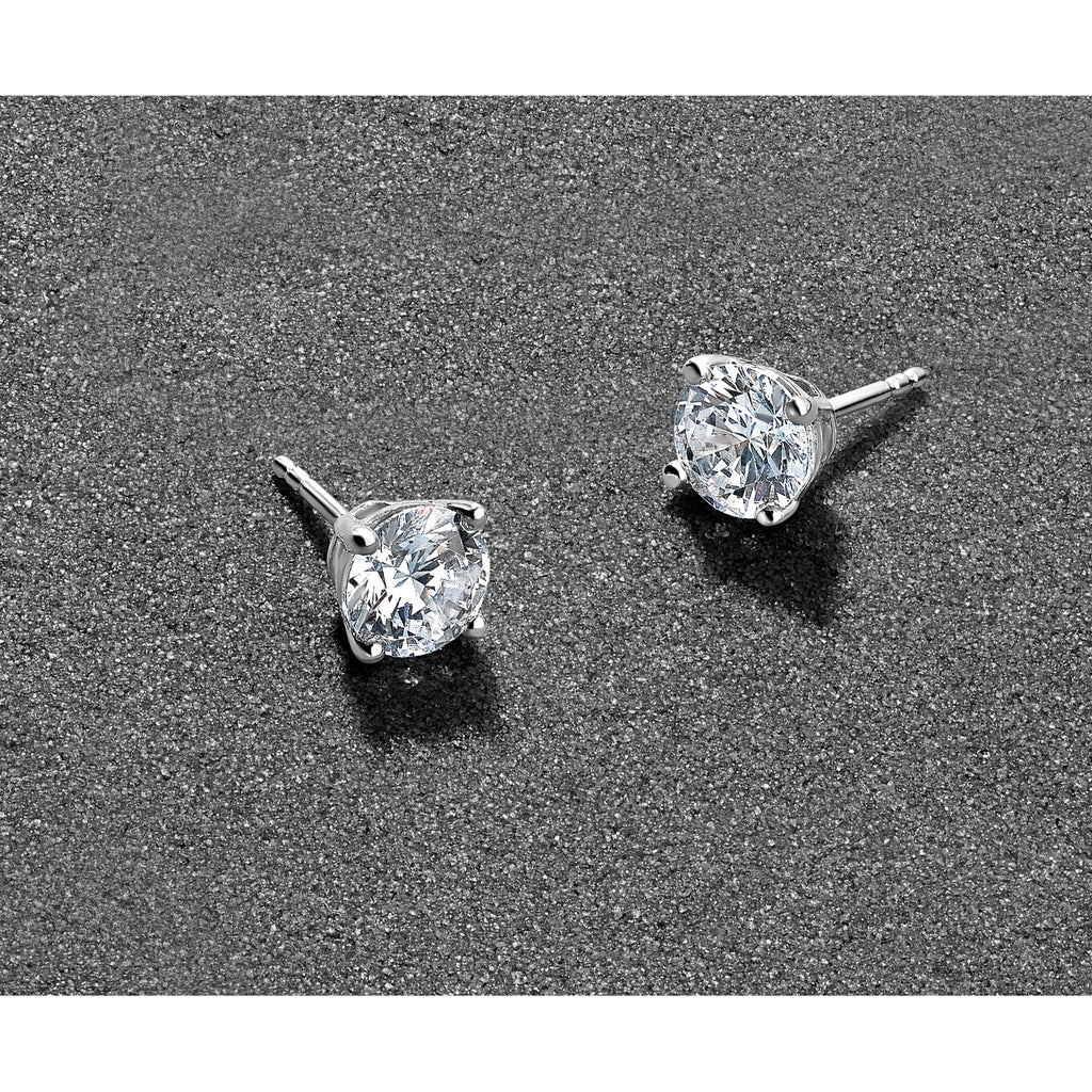 Platinum 4 ct Lab-Created Diamond VS+ F+, 4-Prong Stud Earrings