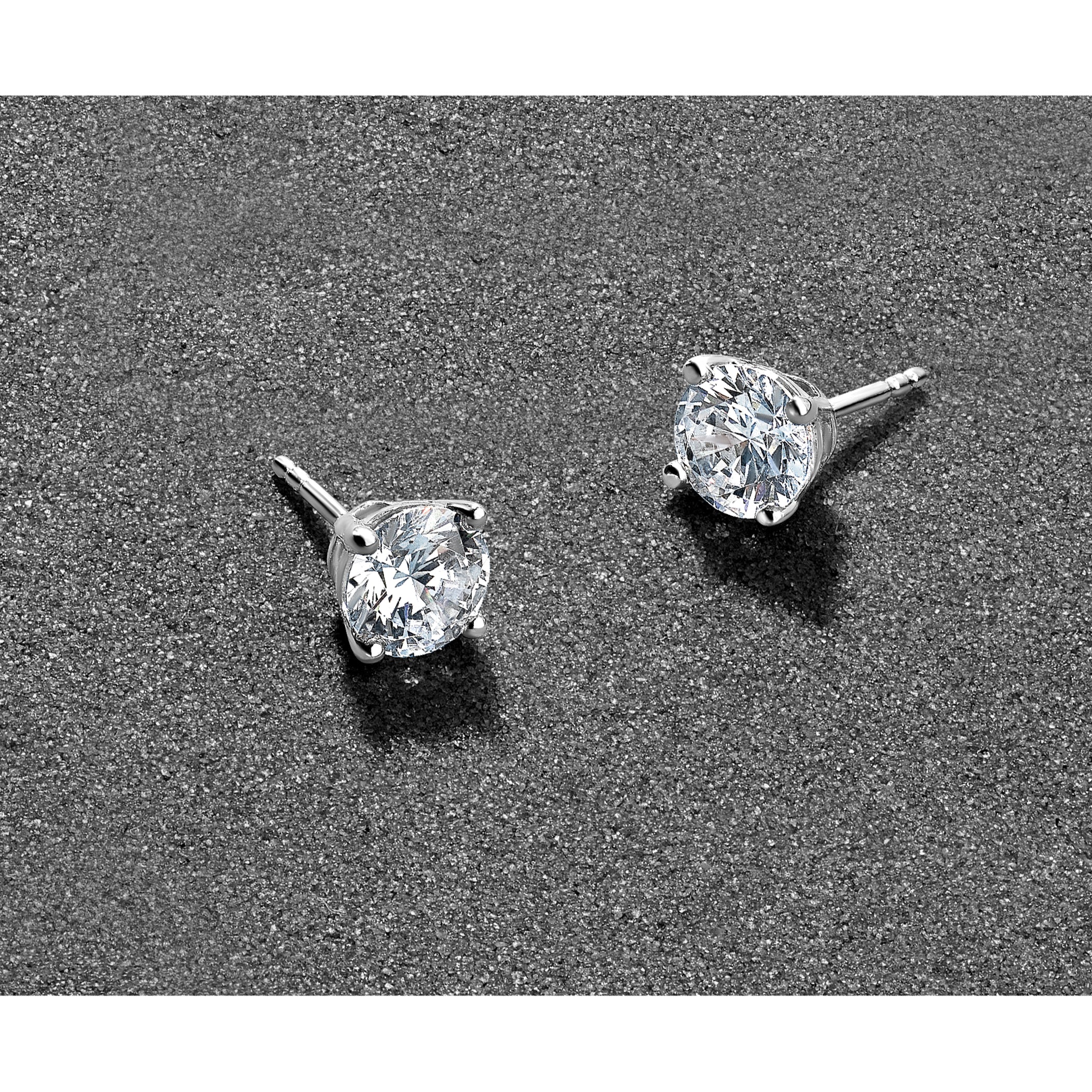 18K White Gold 4 ct Lab-Created Diamond VS+ F+, 4-Prong Stud Earrings