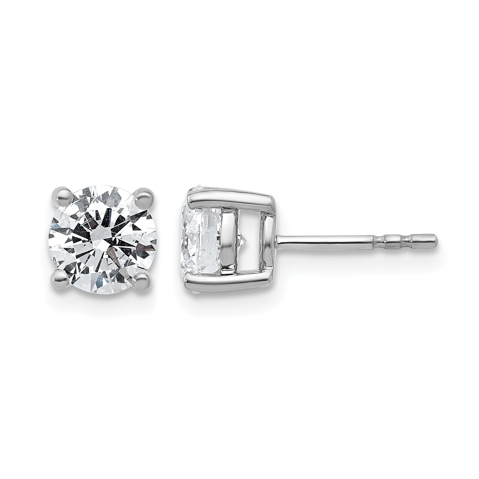 14k White Gold 2 carat Lab Grown Diamond VS/SI+ G+ Round Complete Four Prong Heavyweight Stud Earrings Main image