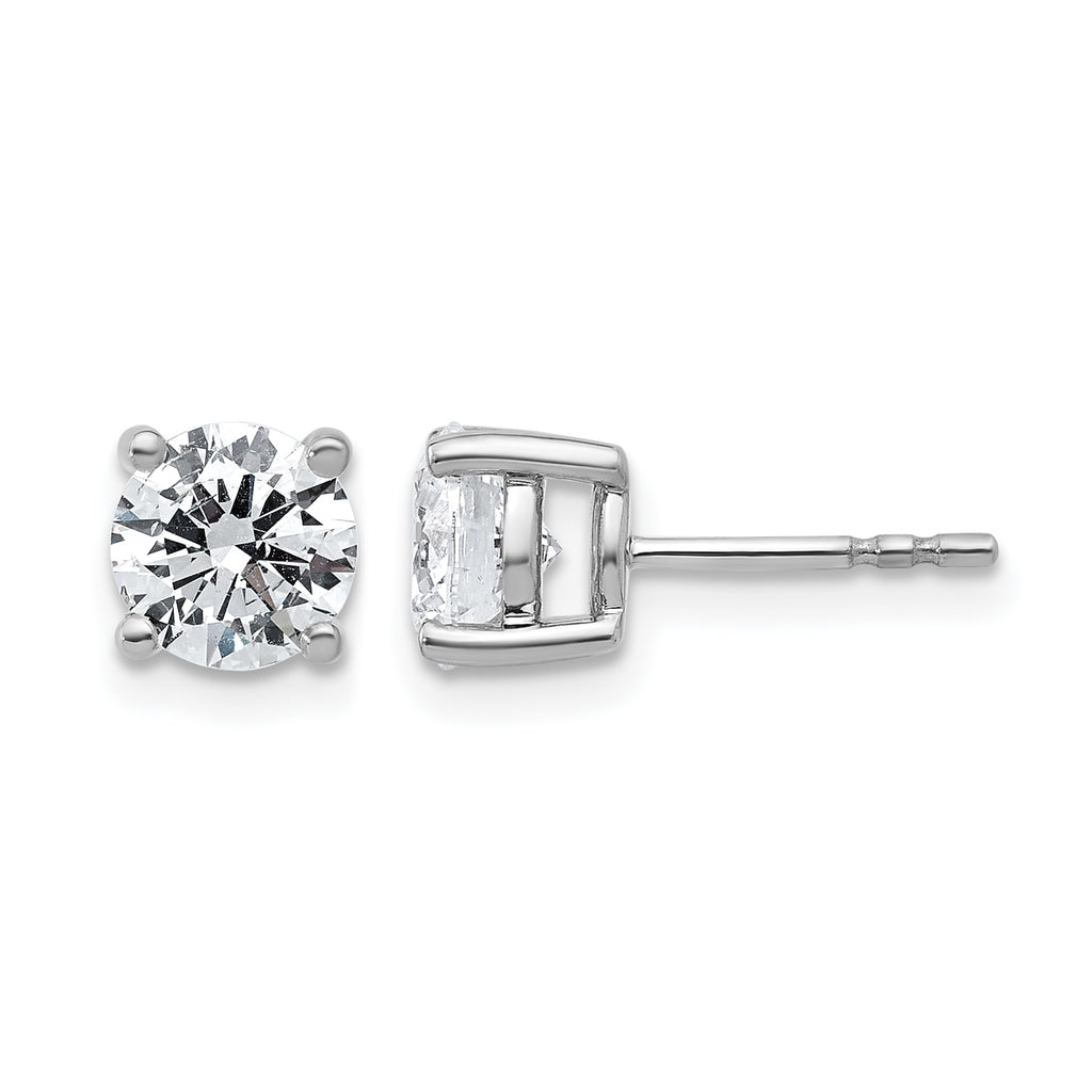 14K White Gold 2 ct Lab-Created Diamond VS+ F+, 4-Prong Stud Earrings