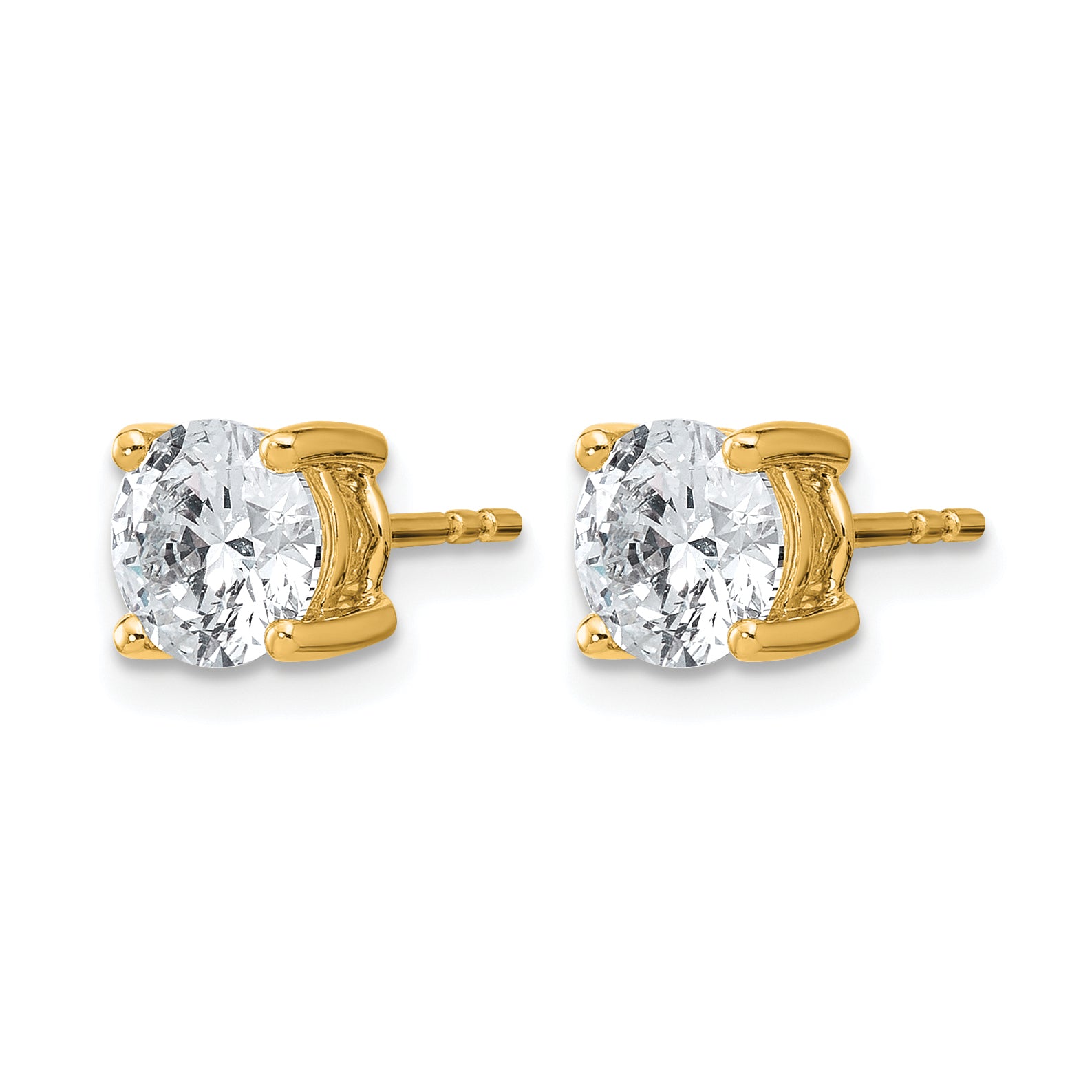 14K Yellow Gold 2 ct Certified Lab-Created Diamond VS+ F+, 4-Prong Stud Earrings Secondary image