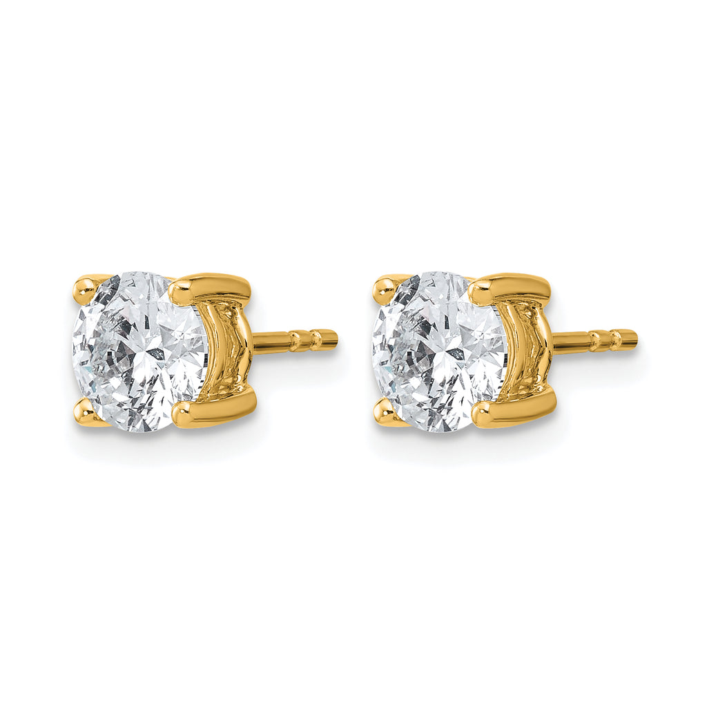 14K Yellow Gold 2 ct Certified Lab-Created Diamond VS+ F+, 4-Prong Stud Earrings