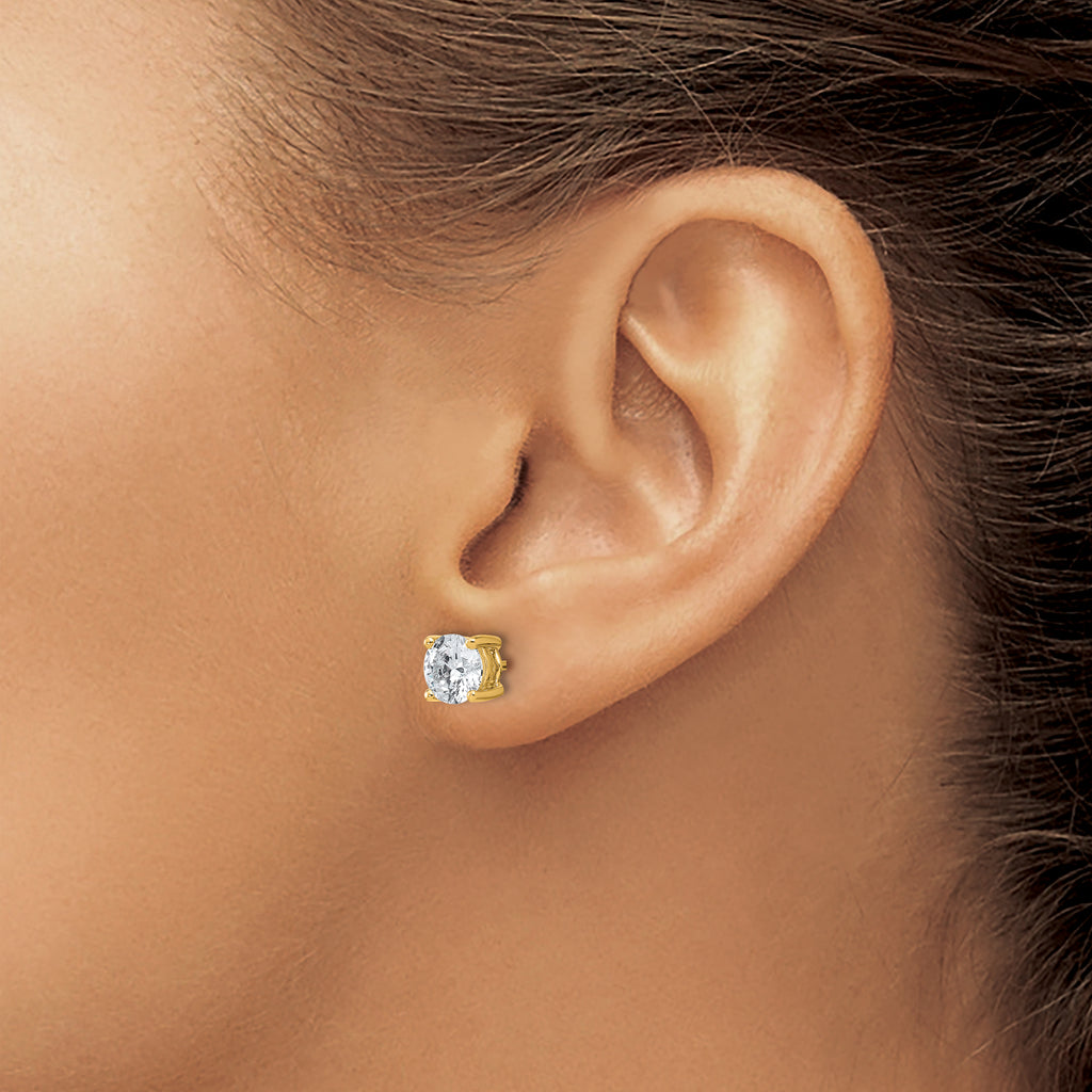 14K Yellow Gold 2 ct Certified Lab-Created Diamond VS+ F+, 4-Prong Stud Earrings