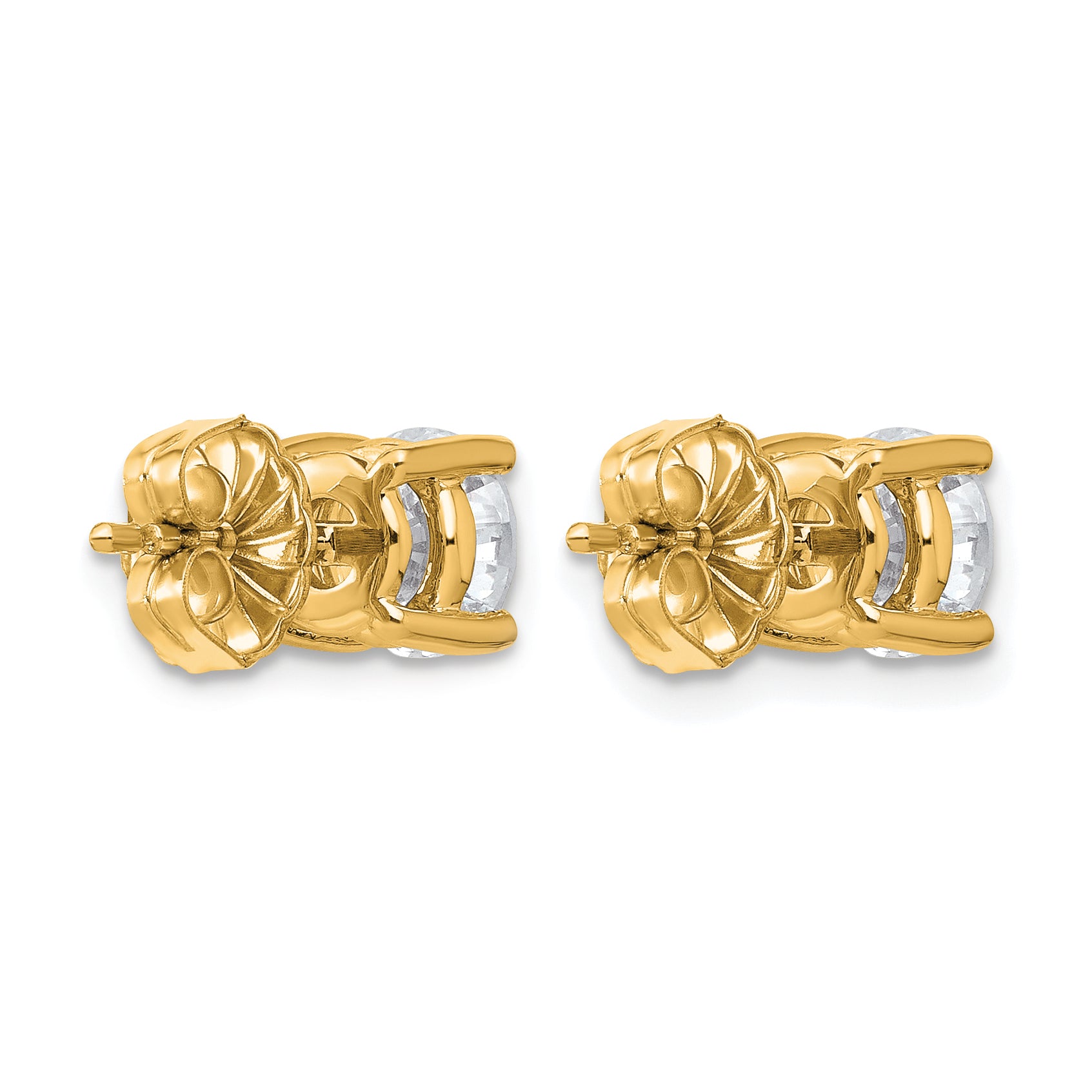 14k 2 carat Certified Lab Grown Diamond VS/SI+ G+ Round Complete Four Prong Heavyweight Stud Earrings