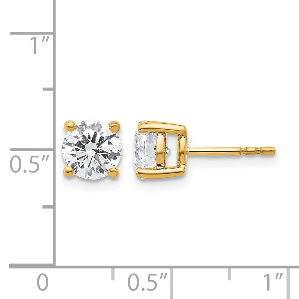 14K Yellow Gold 2 ct Lab-Created Diamond VS/SI+ G+, 4-Prong Stud Earrings