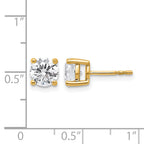 14K Yellow Gold 2 ct Lab-Created Diamond VS+ F+, 4-Prong Stud Earrings