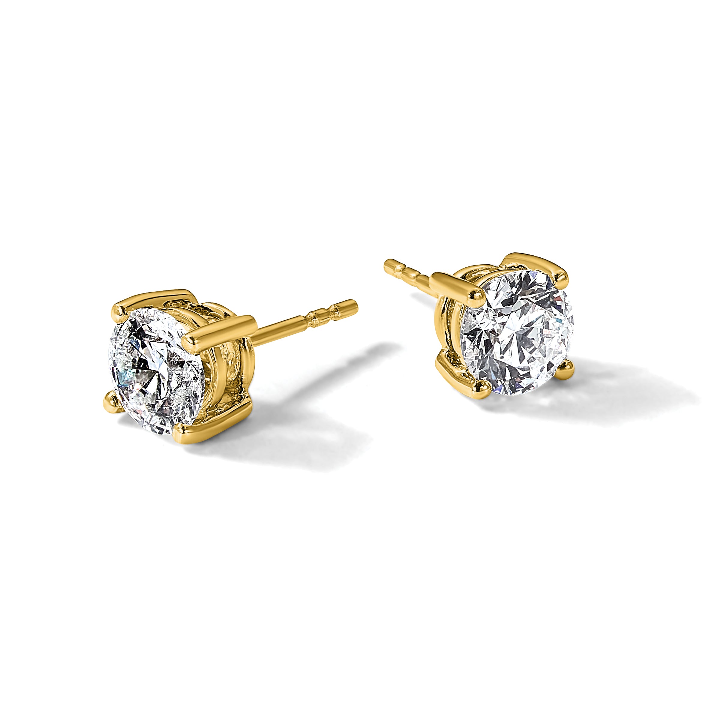 14K Yellow Gold 2 ct Lab-Created Diamond VS/SI+ G+, 4-Prong Stud Earrings