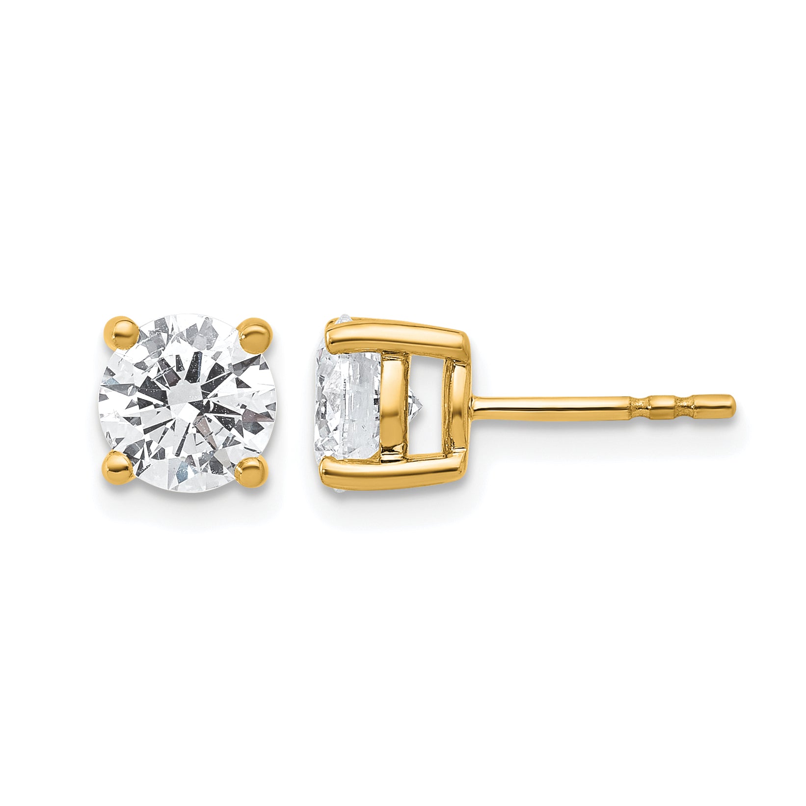 14K Yellow Gold 2 ct Certified Lab-Created Diamond VS+ F+, 4-Prong Stud Earrings