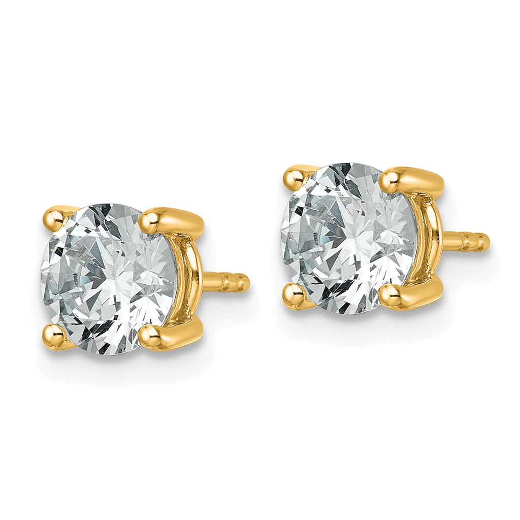 18K Yellow Gold 2 1/2 ct Lab-Created Diamond VS+ F+, 4-Prong Stud Earrings
