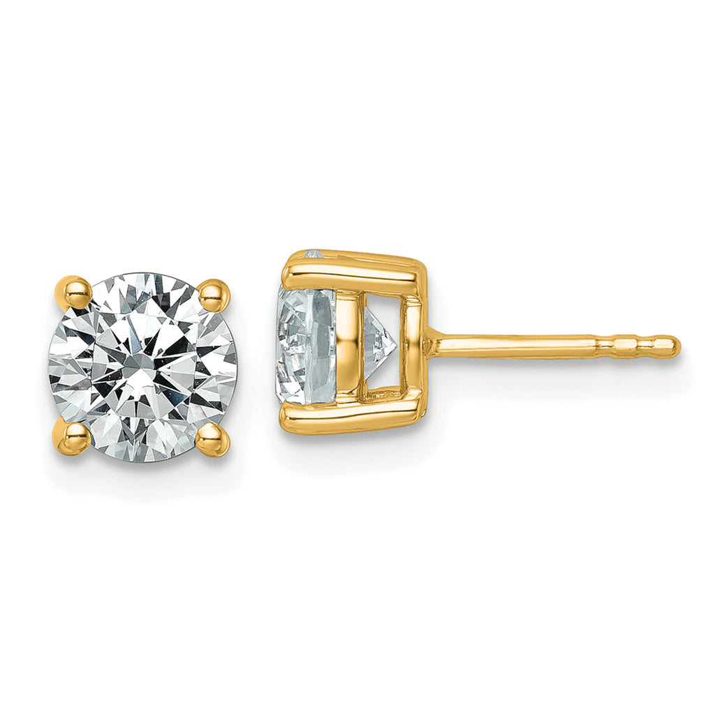 18K Yellow Gold 2 1/2 ct Lab-Created Diamond VS+ F+, 4-Prong Stud Earrings