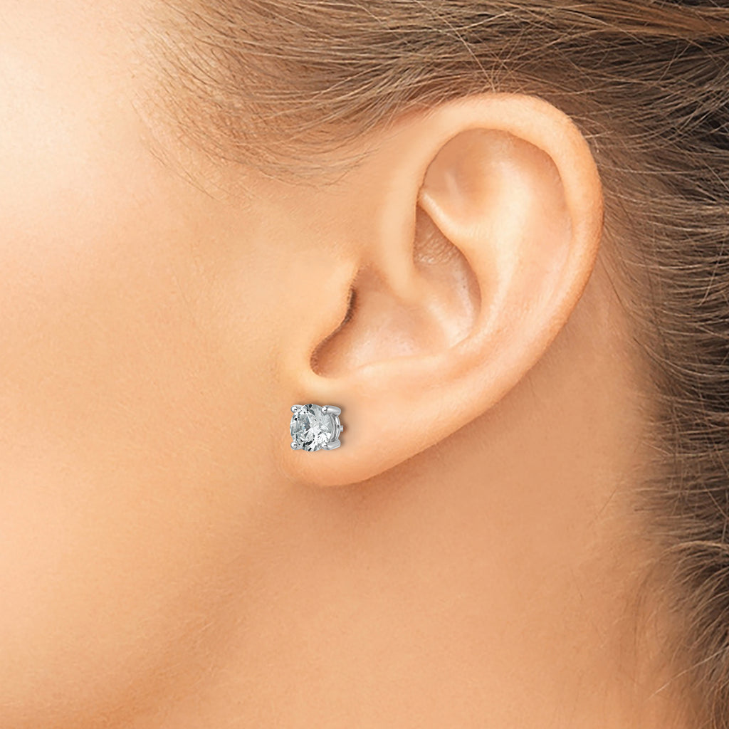 14K White Gold 2 1/2 ct Lab-Created Diamond VS/SI+ G+, 4-Prong Stud Earrings