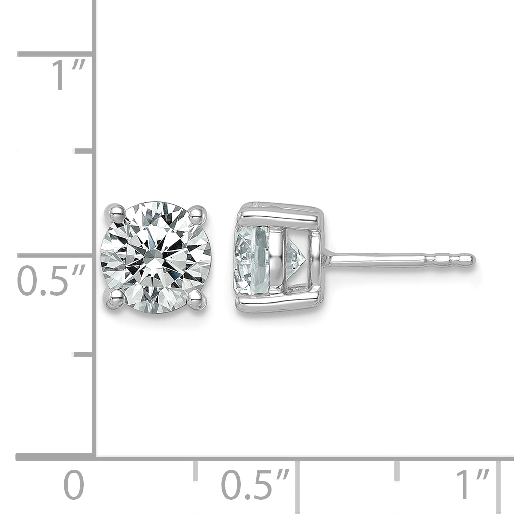 14K White Gold 2 1/2 ct Lab-Created Diamond VS+ F+, 4-Prong Stud Earrings