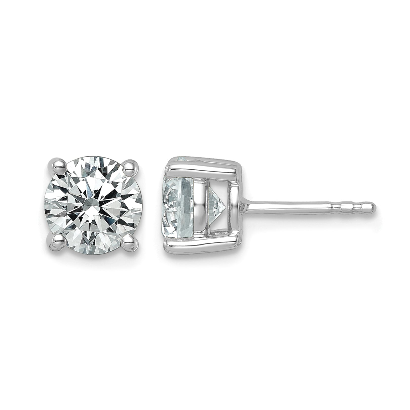 14K White Gold 2 1/2 ct Certified Lab-Created Diamond VS+ F+, 4-Prong Stud Earrings