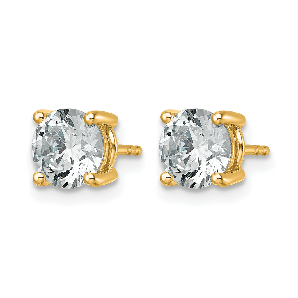 14K Yellow Gold 2 1/2 ct Lab-Created Diamond VS/SI+ G+, 4-Prong Stud Earrings
