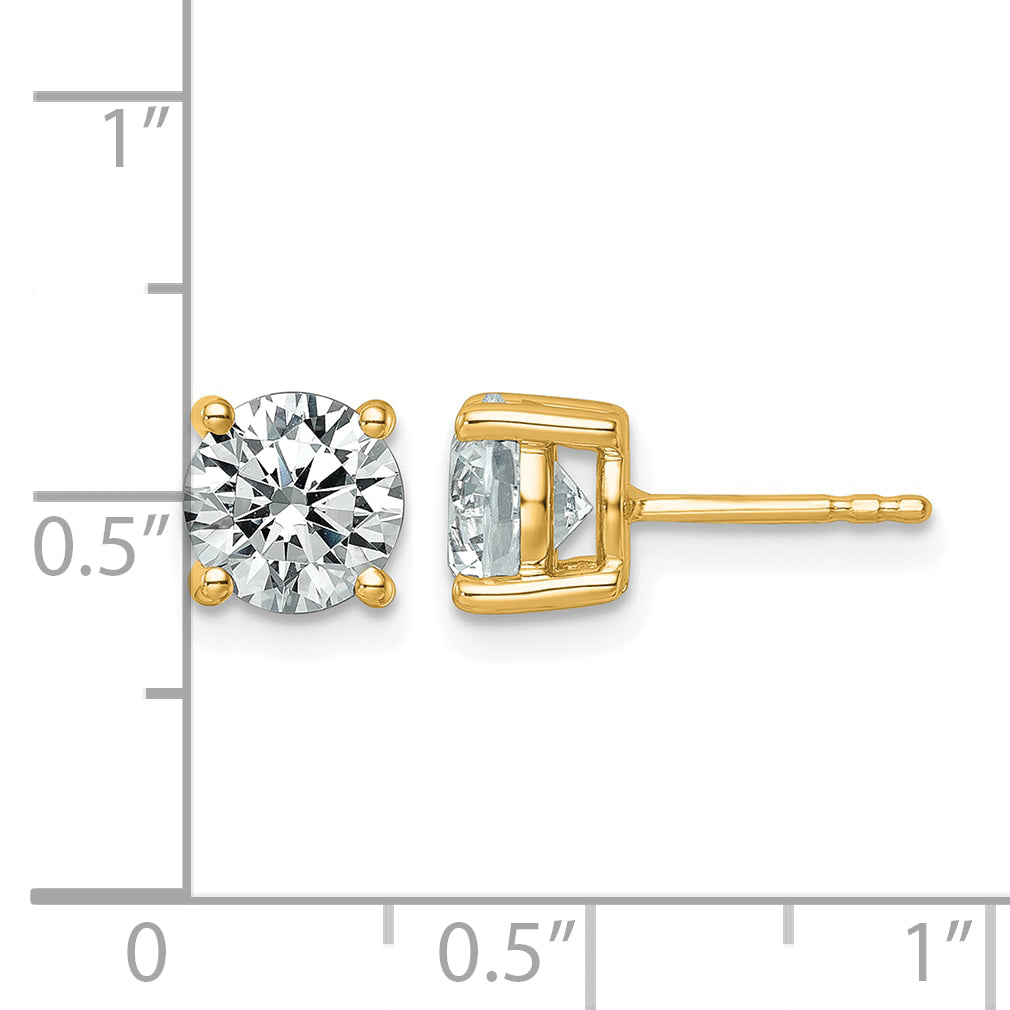 14K Yellow Gold 2 1/2 ct Lab-Created Diamond VS+ F+, 4-Prong Stud Earrings
