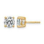 14K Yellow Gold 2 1/2 ct Certified Lab-Created Diamond VS+ F+, 4-Prong Stud Earrings