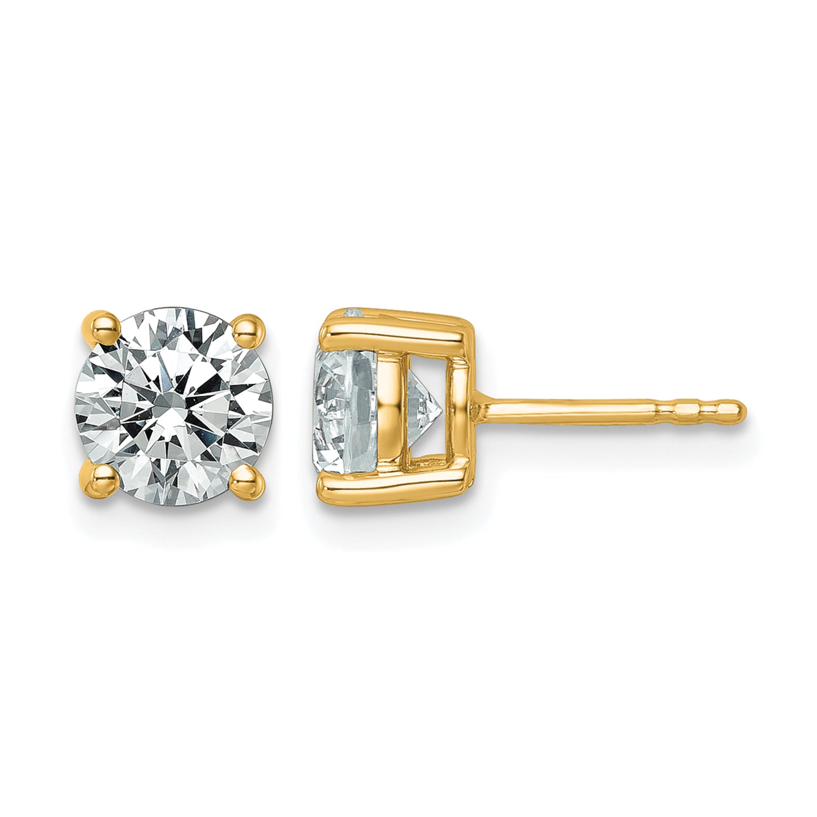 14K Yellow Gold 2 1/2 ct Lab-Created Diamond VS+ F+, 4-Prong Stud Earrings Main image