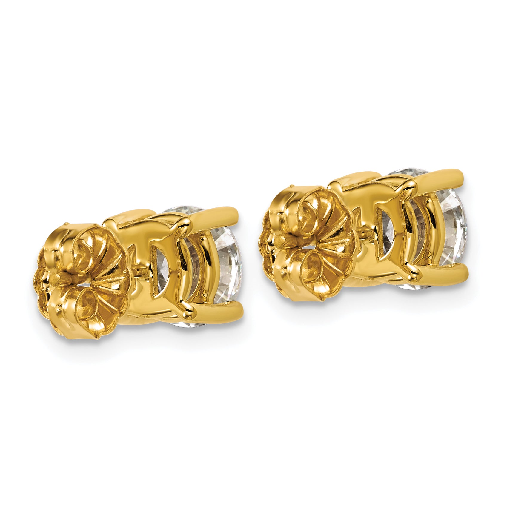 18K Yellow Gold 3 ct Certified Lab-Created Diamond VS+ F+, 4-Prong Stud Earrings