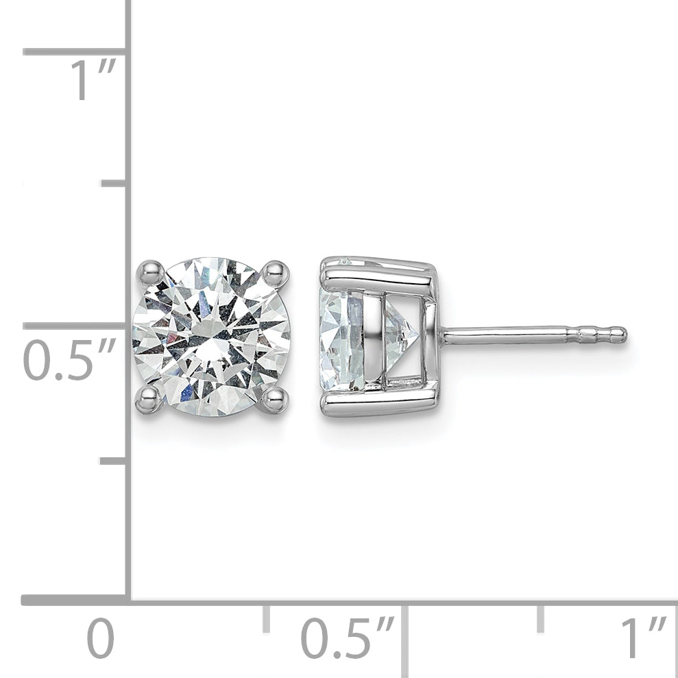 14k White Gold 3 carat Lab Grown Diamond VS+ F+ Round Complete Four Prong Heavyweight Stud Earrings