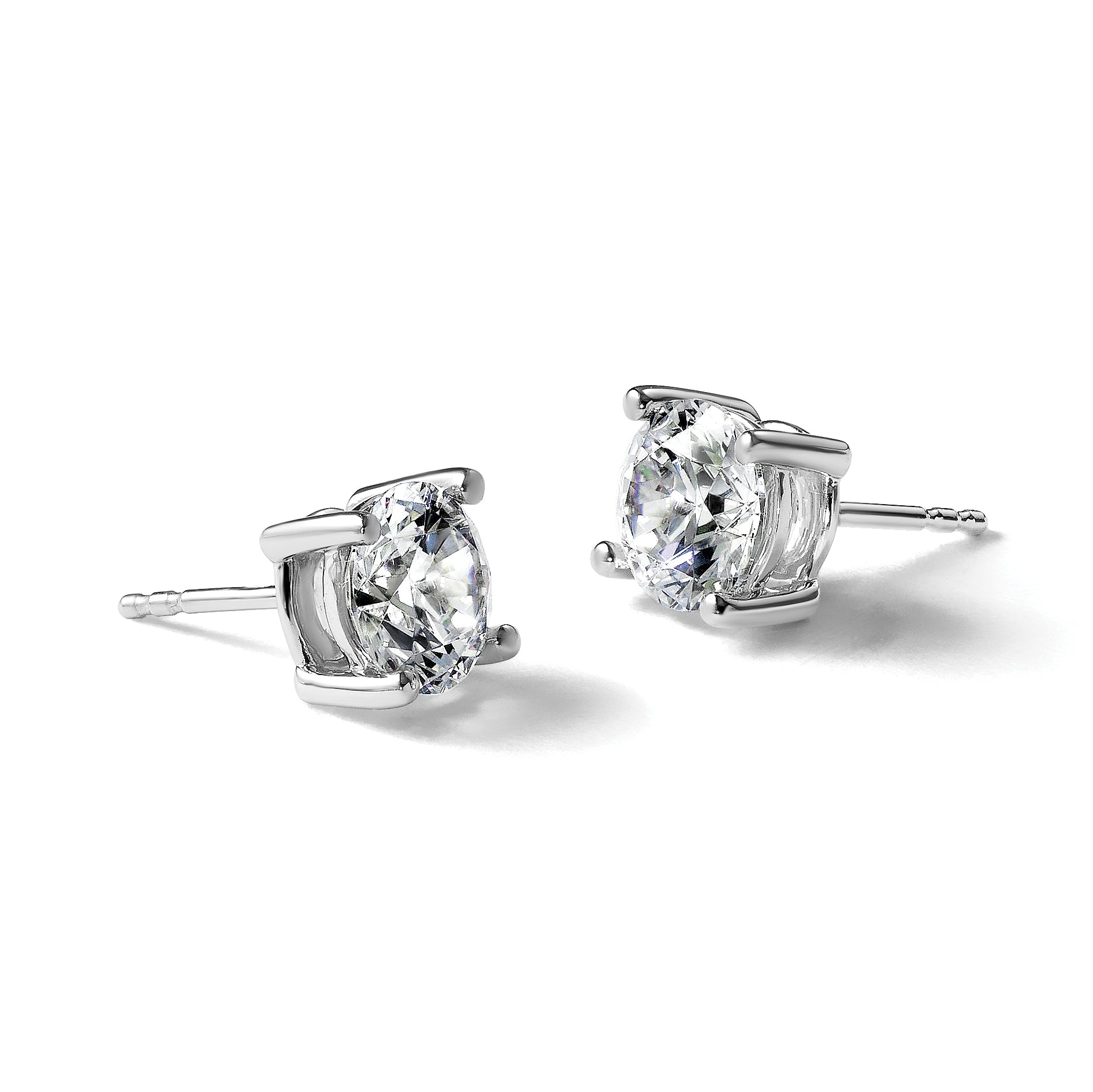 14K White Gold 3 ct Certified Lab-Created Diamond VS+ F+, 4-Prong Stud Earrings