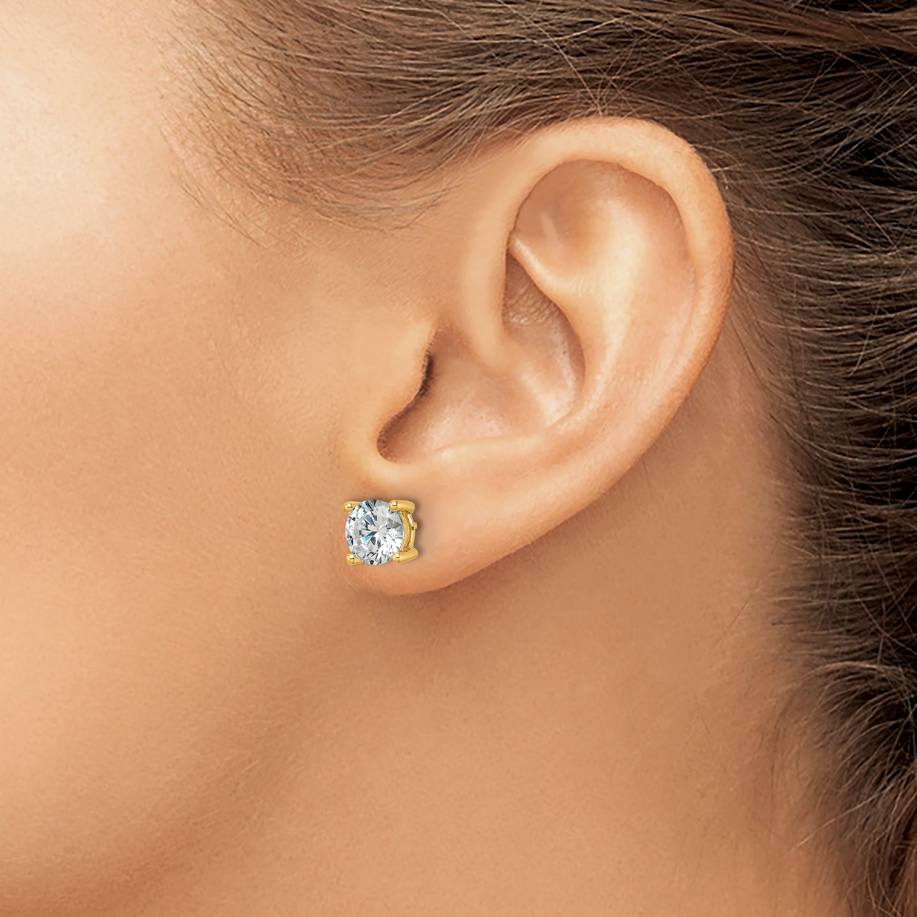 14K Yellow Gold 3 ct Lab-Created Diamond VS/SI+ G+, 4-Prong Stud Earrings