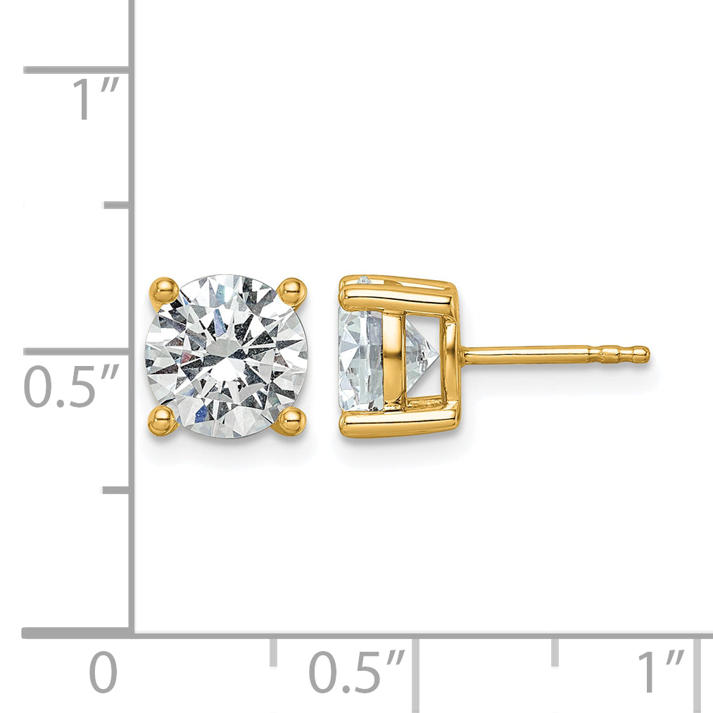 14K Yellow Gold 3 ct Certified Lab-Created Diamond VS/SI+ G+, 4-Prong Stud Earrings