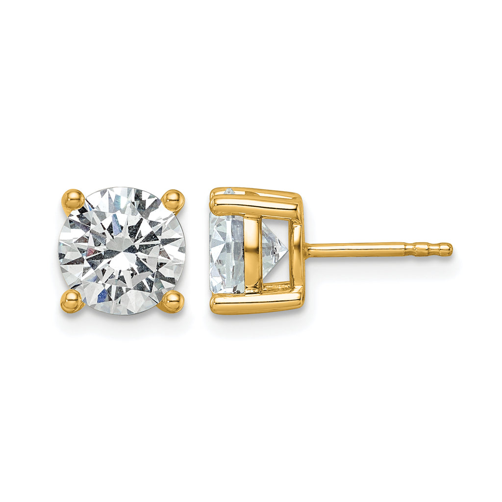 14K Yellow Gold 3 ct Certified Lab-Created Diamond VS/SI+ G+, 4-Prong Stud Earrings