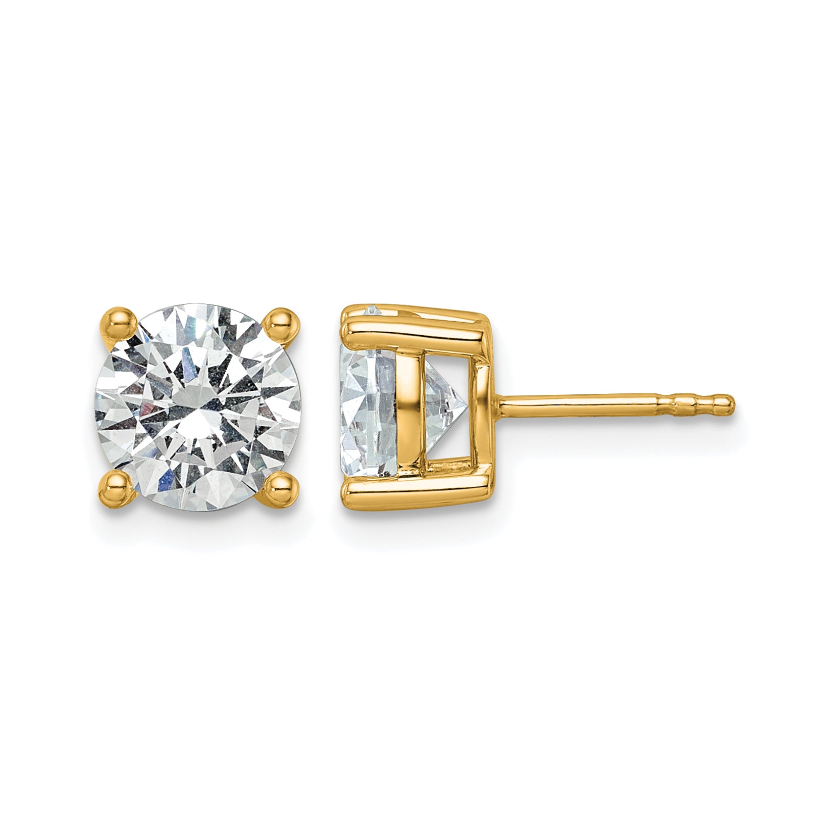 14K Yellow Gold 3 ct Certified Lab-Created Diamond VS/SI+ G+, 4-Prong Screw-Back Stud Earrings