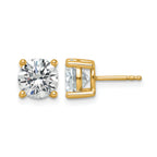 14K Yellow Gold 3 ct Certified Lab-Created Diamond VS/SI+ G+, 4-Prong Stud Earrings