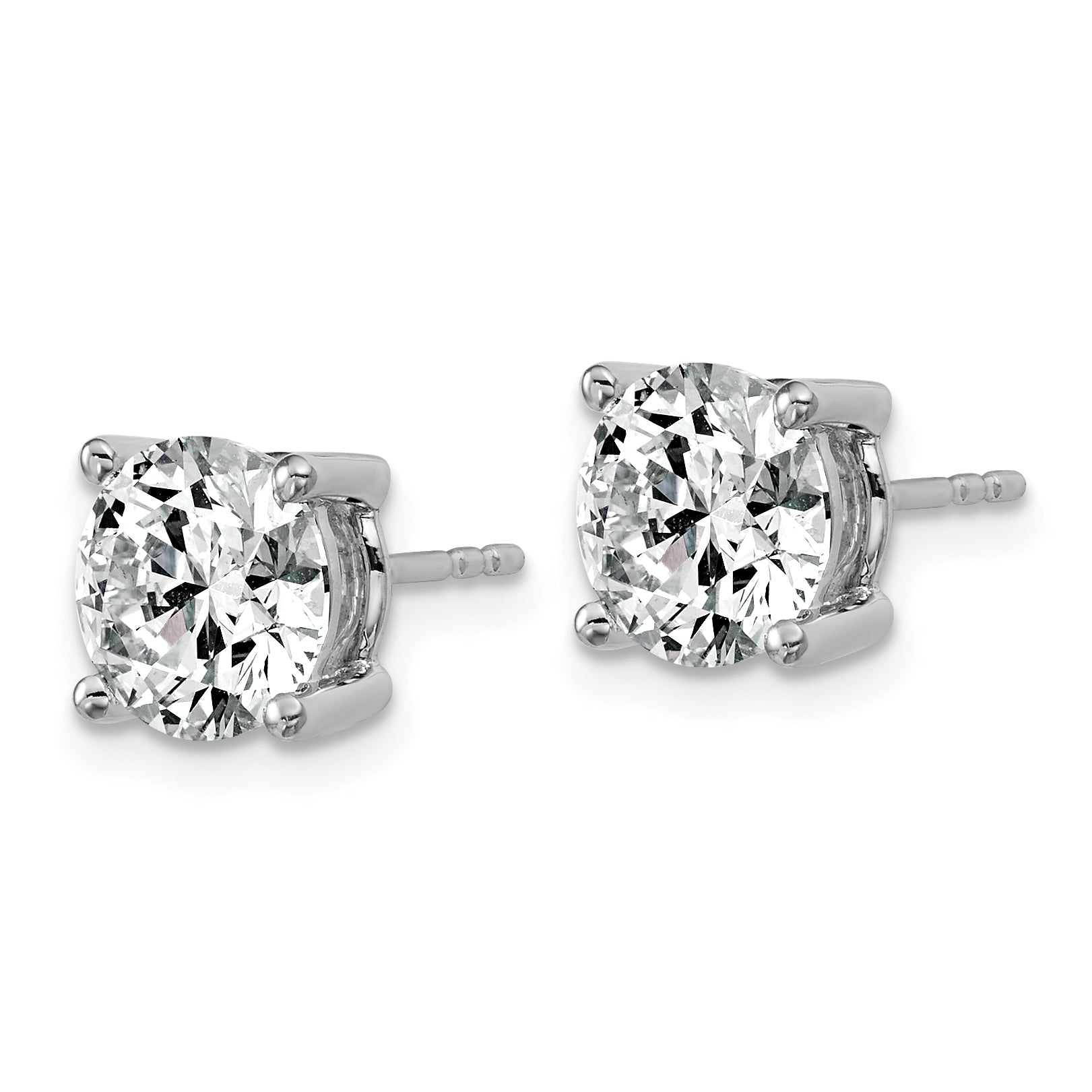 10k White Gold 4 carat Certified Lab Grown Diamond VS/SI+ G+ Round Complete Four Prong Stud Earrings Secondary image