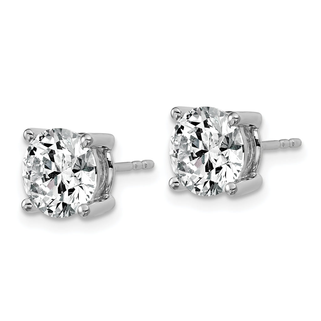 10k White Gold 4 carat Certified Lab Grown Diamond VS/SI+ G+ Round Complete Four Prong Stud Earrings
