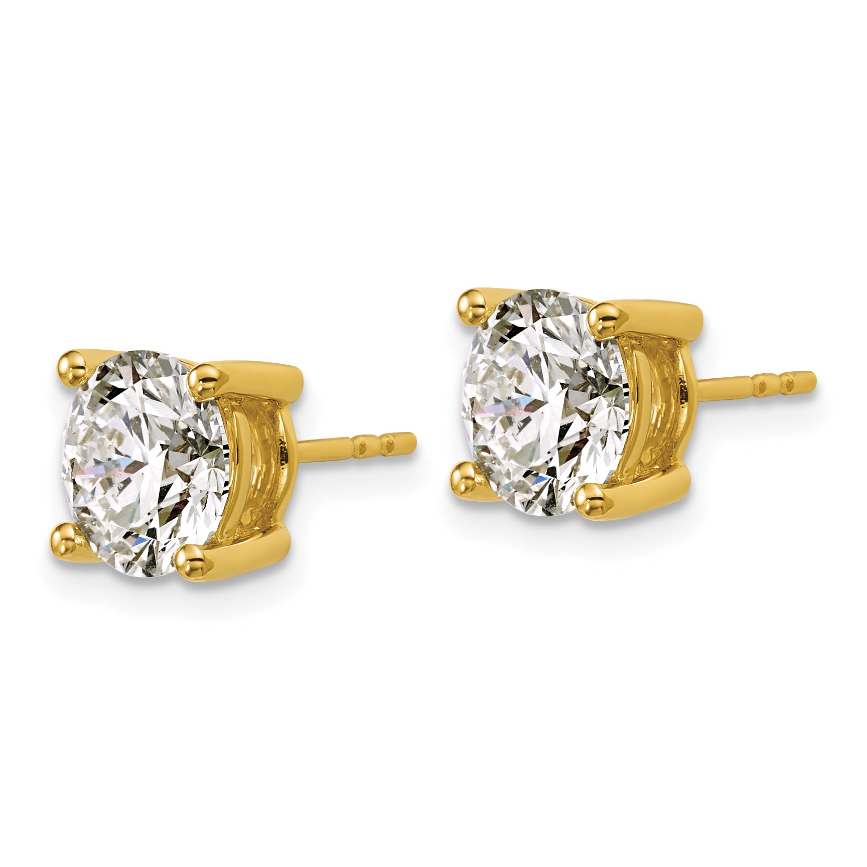 18K Yellow Gold 4 ct Certified Lab-Created Diamond VS+ F+, 4-Prong Stud Earrings