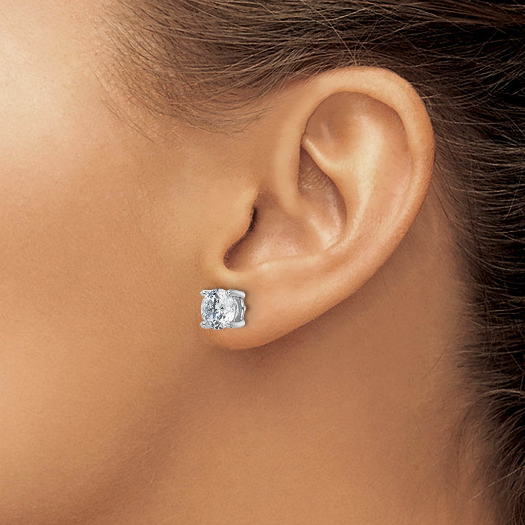 14K White Gold 4 ct Certified Lab-Created Diamond VS+ F+, 4-Prong Stud Earrings