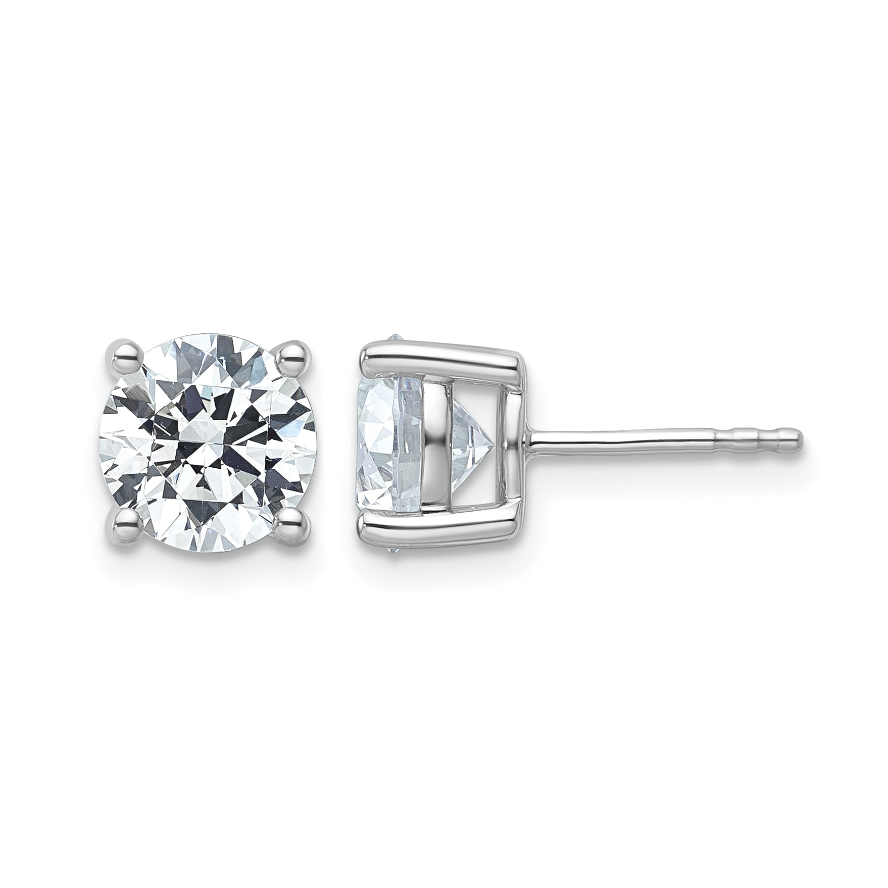 14K White Gold 4 ct Certified Lab-Created Diamond VS+ F+, 4-Prong Stud Earrings